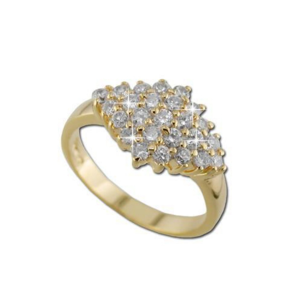 Gold Cocktail CZ Diamond Ring 18k Gold Plated